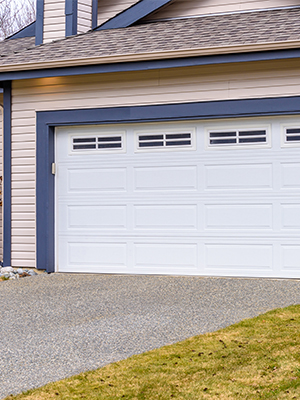 white-garage-door-with-blue-trim-seattle-wa